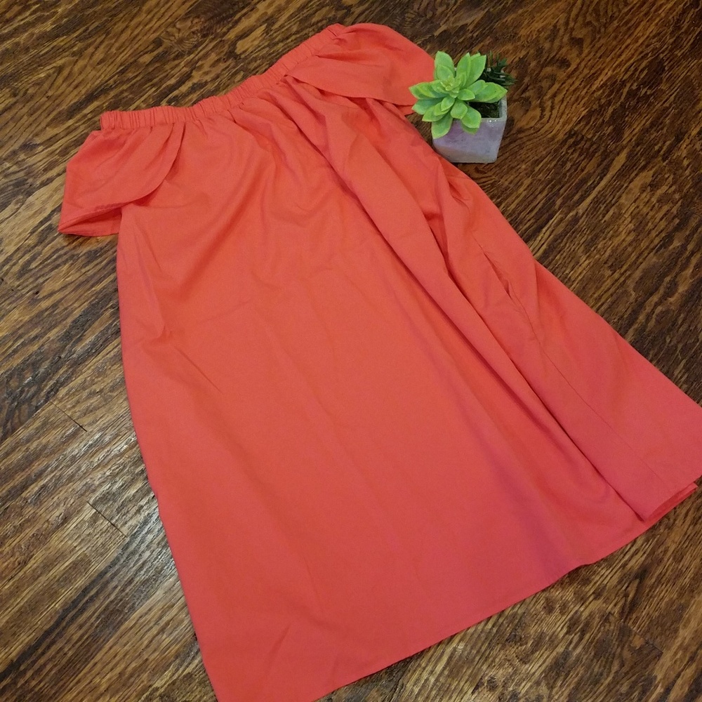 veryJ Coral Off the Shoulder Dress